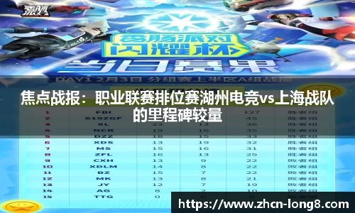 焦点战报:职业联赛排位赛湖州电竞vs上海战队的里程碑较量